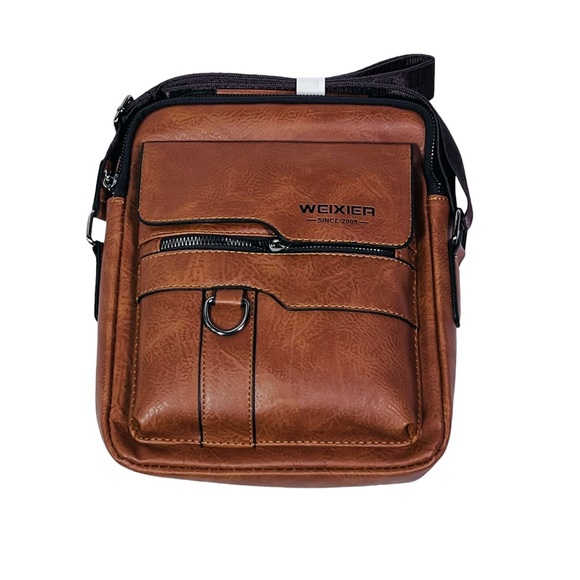 Weixer Crossbody  Men’s Shoulder Bag Vintage Leather Vertical Hand Business - Picture 5 of 9